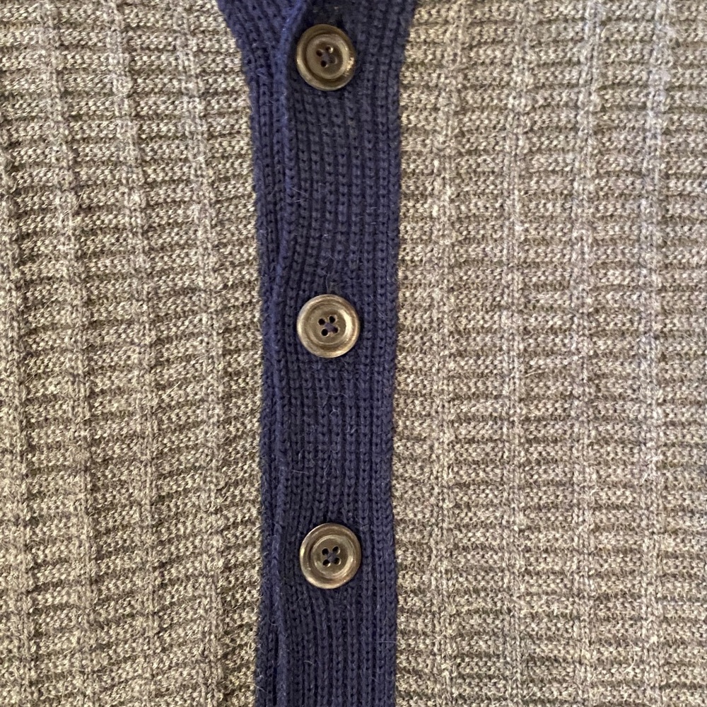 Propaganda Agency Cardigan Sweater - Navy, Gray, and Red - Picture 3 of 5